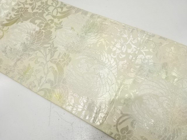 JAPANESE KIMONO / ANTIQUE FUKURO OBI / SILK / WOVEN PHOENIX & FLORAL SARASA